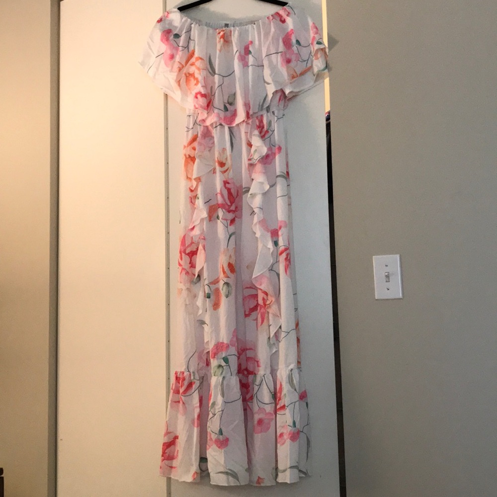 Flowered off the shoulder dress